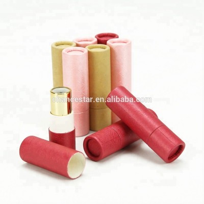 Stock mini eco packaging kraft paper empty red lipstick tube